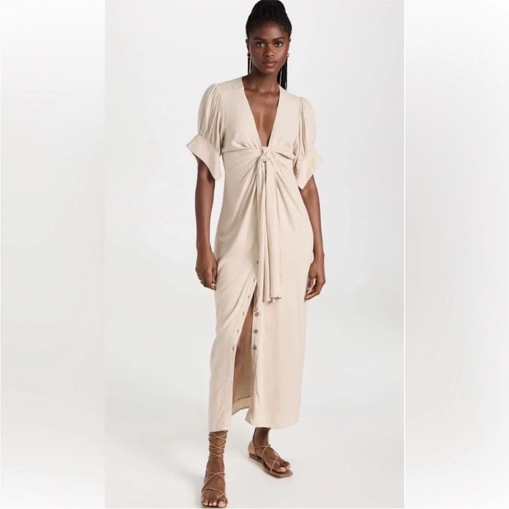 Free people Vintage summer midi dress Linen Cream Size XS